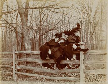 (FEMALE FRIENDSHIP) A whimsical album with more than 85 photographs depicting 3 women in various compositions and poses.